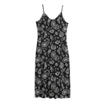 Black Paisley Bandana Pattern Print Jersey Midi Cami Dress