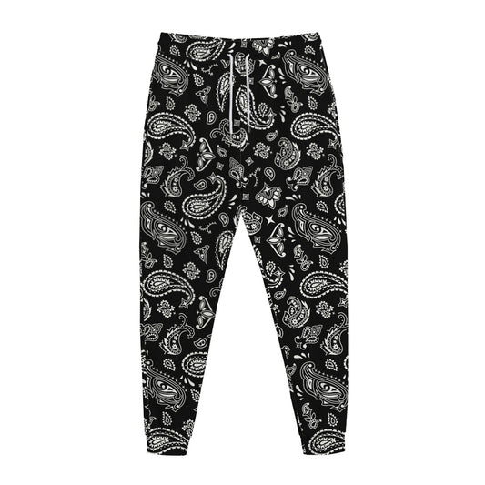 Black Paisley Bandana Pattern Print Jogger Pants