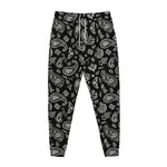 Black Paisley Bandana Pattern Print Jogger Pants