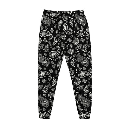 Black Paisley Bandana Pattern Print Jogger Pants