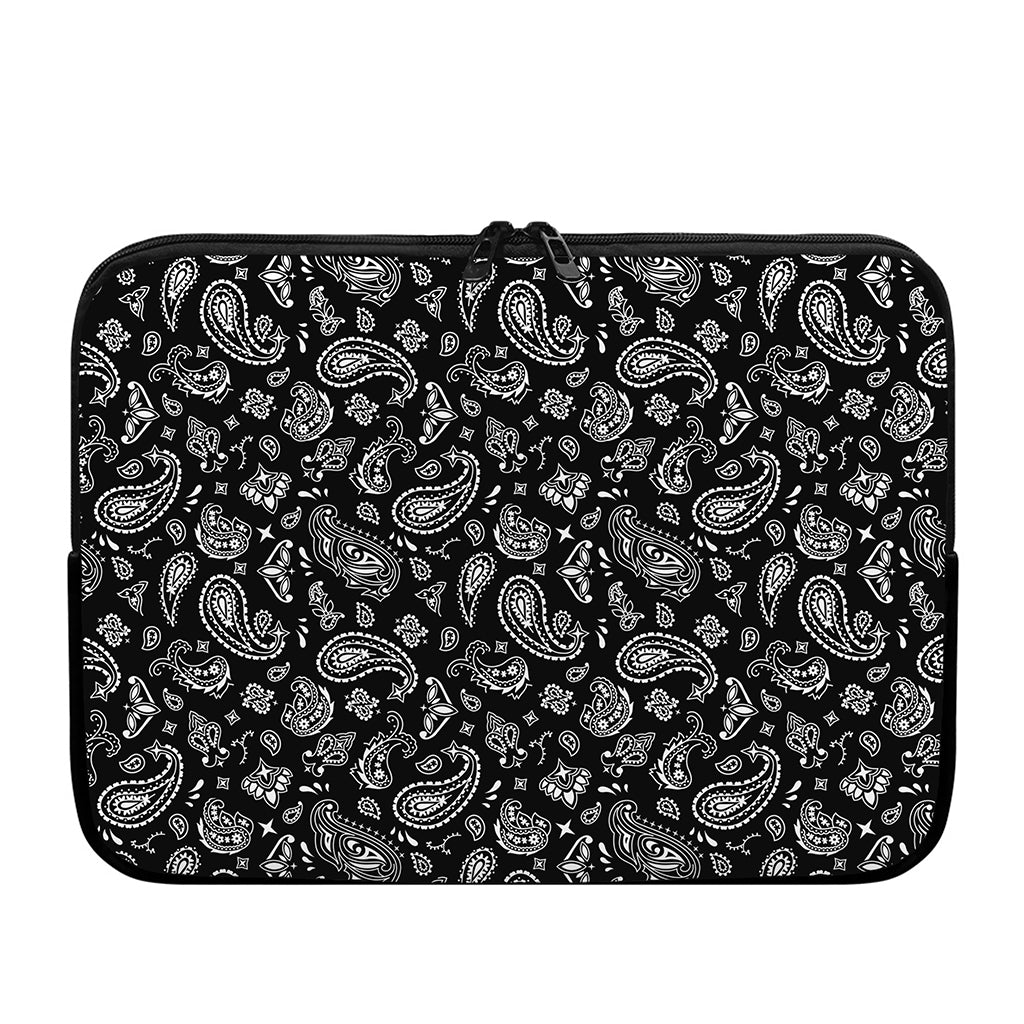 Black Paisley Bandana Pattern Print Laptop Sleeve