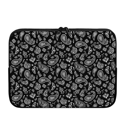 Black Paisley Bandana Pattern Print Laptop Sleeve