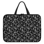 Black Paisley Bandana Pattern Print Laptop Sleeve With Handle