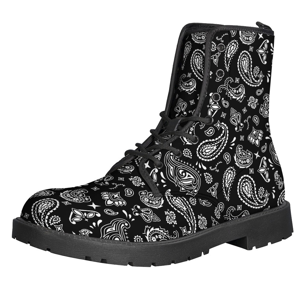 Black Paisley Bandana Pattern Print Backpack