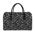 Black Paisley Bandana Pattern Print Leather Duffel Bag