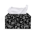Black Paisley Bandana Pattern Print Leather Tissue Box Cover