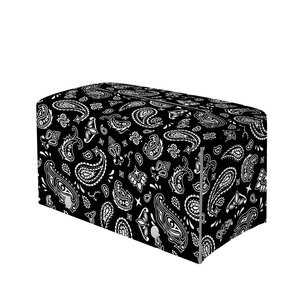 Black Paisley Bandana Pattern Print Leather Tissue Box Cover