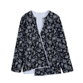 Black Paisley Bandana Pattern Print Long Sleeve Short Coat
