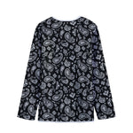 Black Paisley Bandana Pattern Print Long Sleeve Short Coat