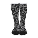 Black Paisley Bandana Pattern Print Long Socks
