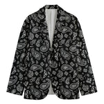 Black Paisley Bandana Pattern Print Men's Blazer