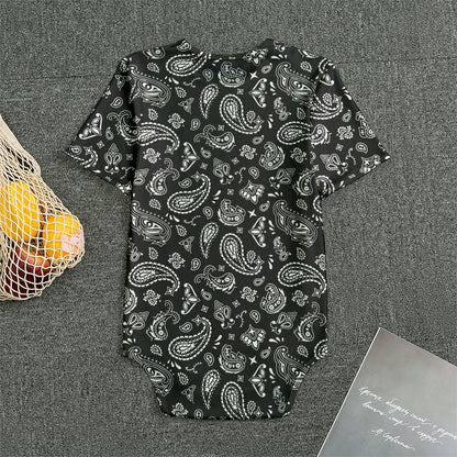 Black Paisley Bandana Pattern Print Men's Bodysuit