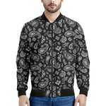 Black Paisley Bandana Pattern Print Men's Bomber Jacket