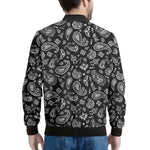 Black Paisley Bandana Pattern Print Men's Bomber Jacket