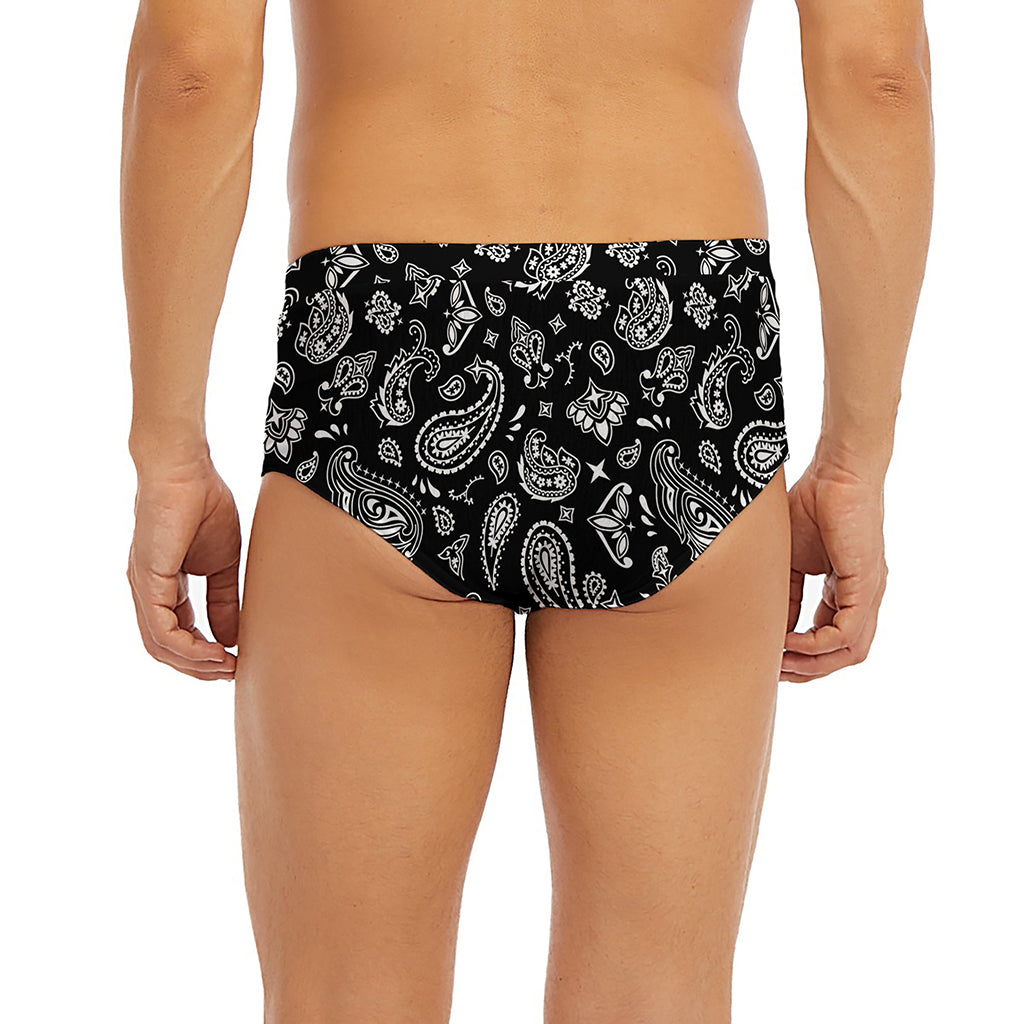 Black Paisley Bandana Pattern Print Men's Briefs