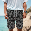 Black Paisley Bandana Pattern Print Men's Cargo Shorts