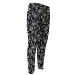 Black Paisley Bandana Pattern Print Men's Compression Pants