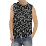 Black Paisley Bandana Pattern Print Men's Fitness Tank Top