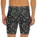 Black Paisley Bandana Pattern Print Men's Long Boxer Briefs