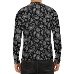 Black Paisley Bandana Pattern Print Men's Long Sleeve Rash Guard