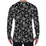Black Paisley Bandana Pattern Print Men's Long Sleeve T-Shirt