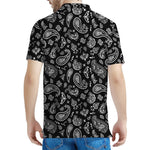 Black Paisley Bandana Pattern Print Men's Polo Shirt