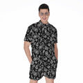 Black Paisley Bandana Pattern Print Men's Romper