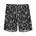 Black Paisley Bandana Pattern Print Men's Athletic Shorts
