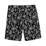 Black Paisley Bandana Pattern Print Men's Sports Shorts