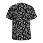 Black Paisley Bandana Pattern Print Men's Sports T-Shirt