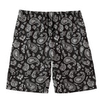 Black Paisley Bandana Pattern Print Men's Swim Trunks