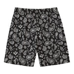 Black Paisley Bandana Pattern Print Men's Swim Trunks
