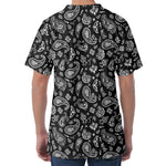 Black Paisley Bandana Pattern Print Men's Velvet T-Shirt
