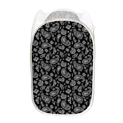 Black Paisley Bandana Pattern Print Mesh Laundry Hamper
