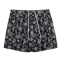 Black Paisley Bandana Pattern Print Mesh Shorts