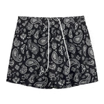 Black Paisley Bandana Pattern Print Mesh Shorts