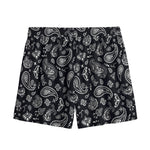 Black Paisley Bandana Pattern Print Mesh Shorts