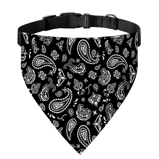 Black Paisley Bandana Pattern Print Over The Collar Dog Bandana