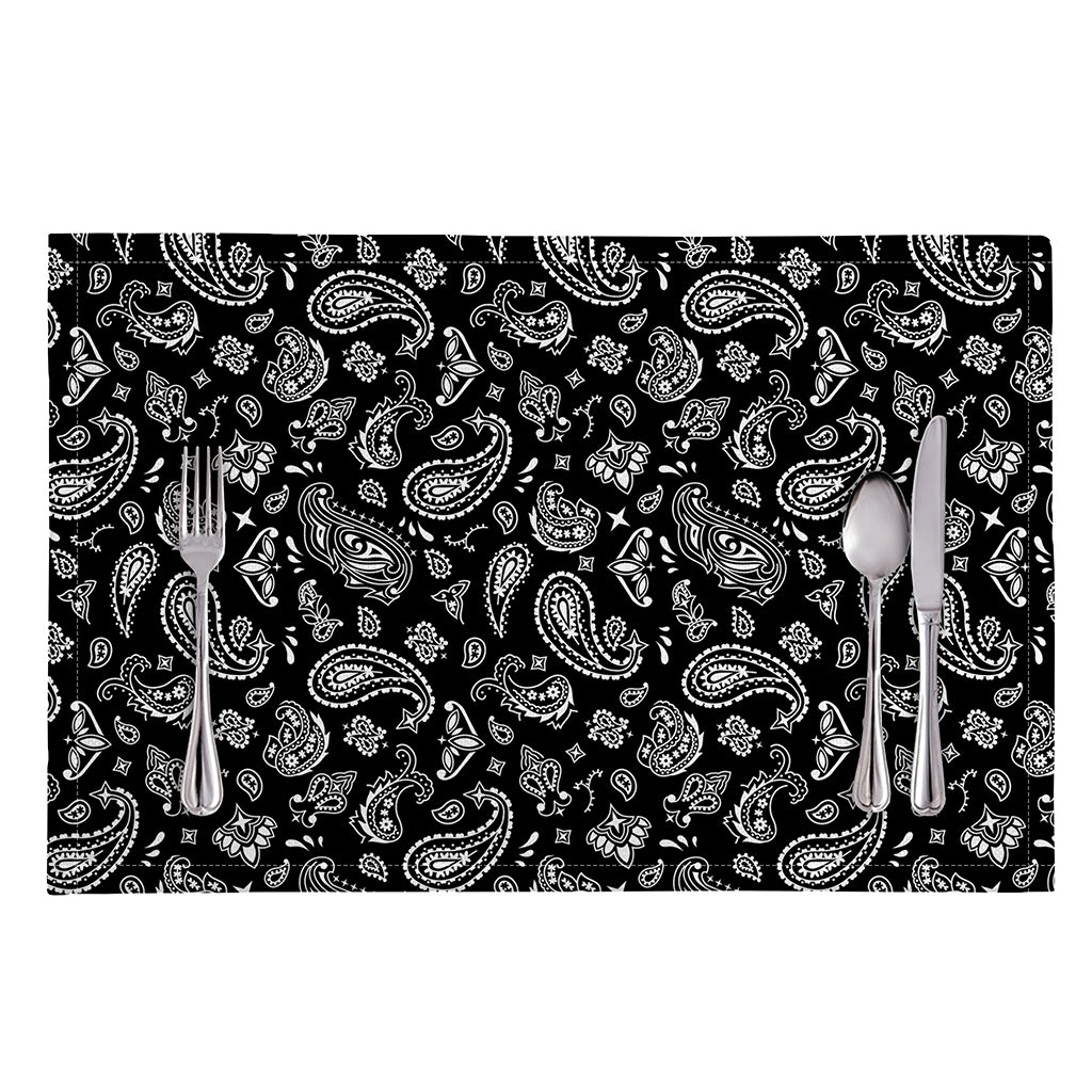 Black Paisley Bandana Pattern Print Placemat