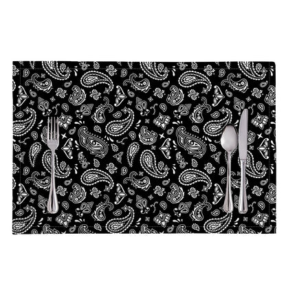 Black Paisley Bandana Pattern Print Placemat