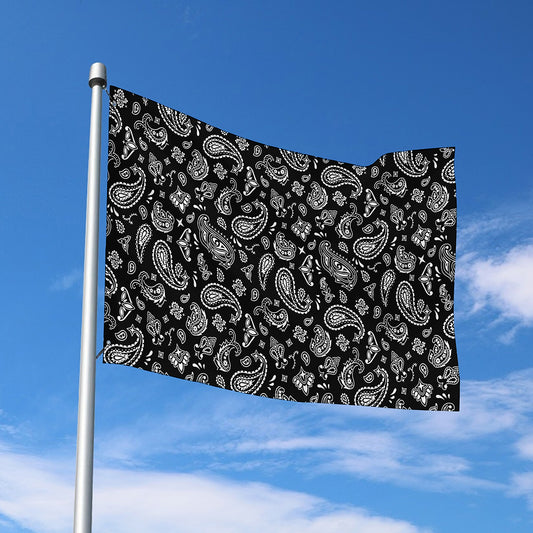 Black Paisley Bandana Pattern Print Polyester Flag