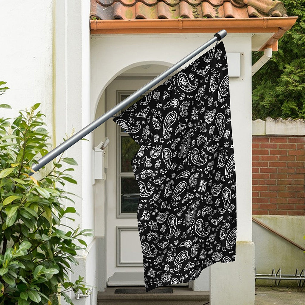 Black Paisley Bandana Pattern Print Polyester Flag