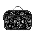 Black Paisley Bandana Pattern Print Portable Lunch Bag