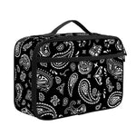 Black Paisley Bandana Pattern Print Portable Lunch Bag