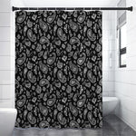 Black Paisley Bandana Pattern Print Premium Shower Curtain