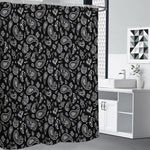 Black Paisley Bandana Pattern Print Premium Shower Curtain