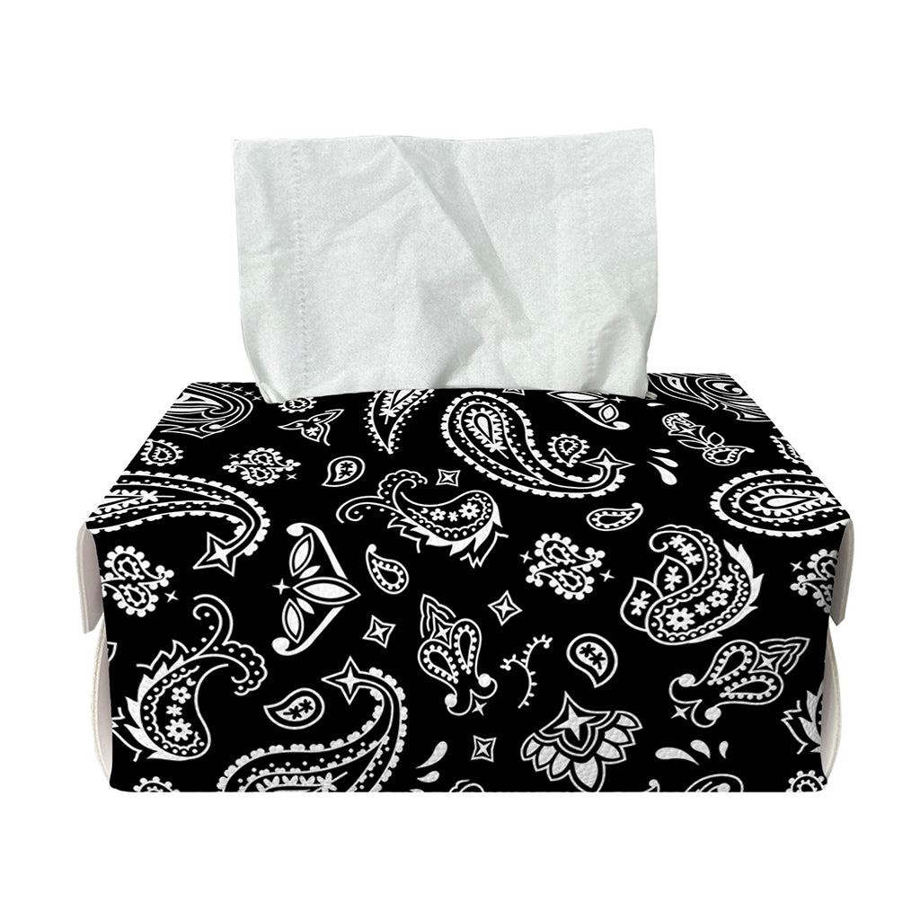 Black Paisley Bandana Pattern Print Rectangle Tissue Box Cover