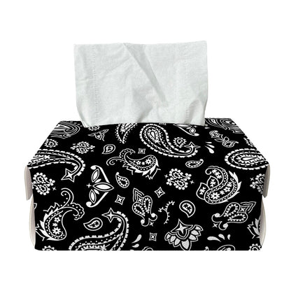 Black Paisley Bandana Pattern Print Rectangle Tissue Box Cover