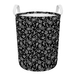 Black Paisley Bandana Pattern Print Round Laundry Basket