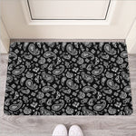 Black Paisley Bandana Pattern Print Rubber Doormat